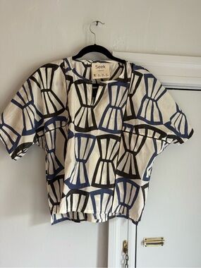 Seek Navy & Black Patterned Cotton Top - Women's